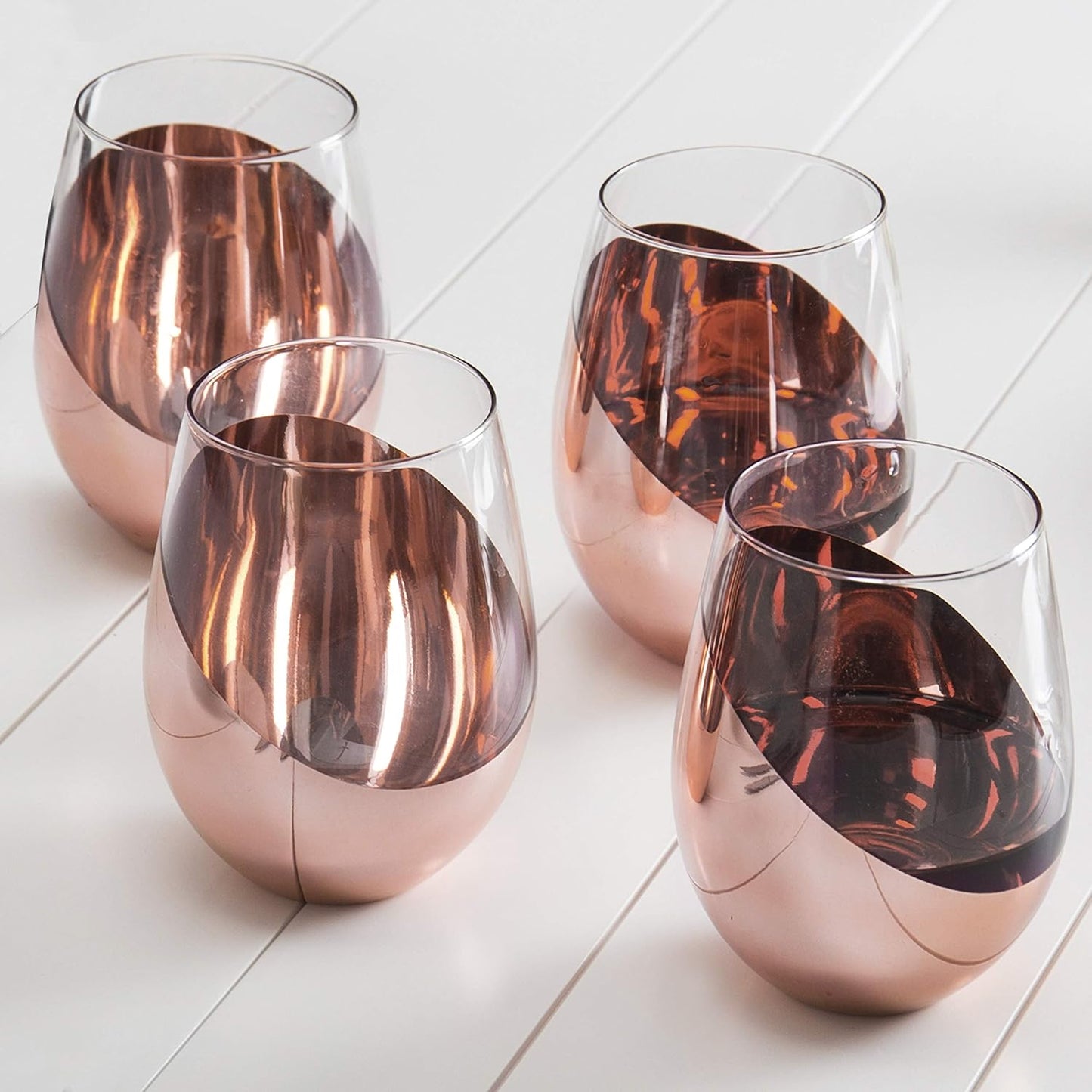 Stemless Wine Glass Set of 4 – Elegant Red and White Wine Glasses