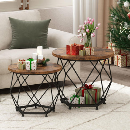 Modern Nesting Coffee Table Set of 2 – Versatile Round Side Tables