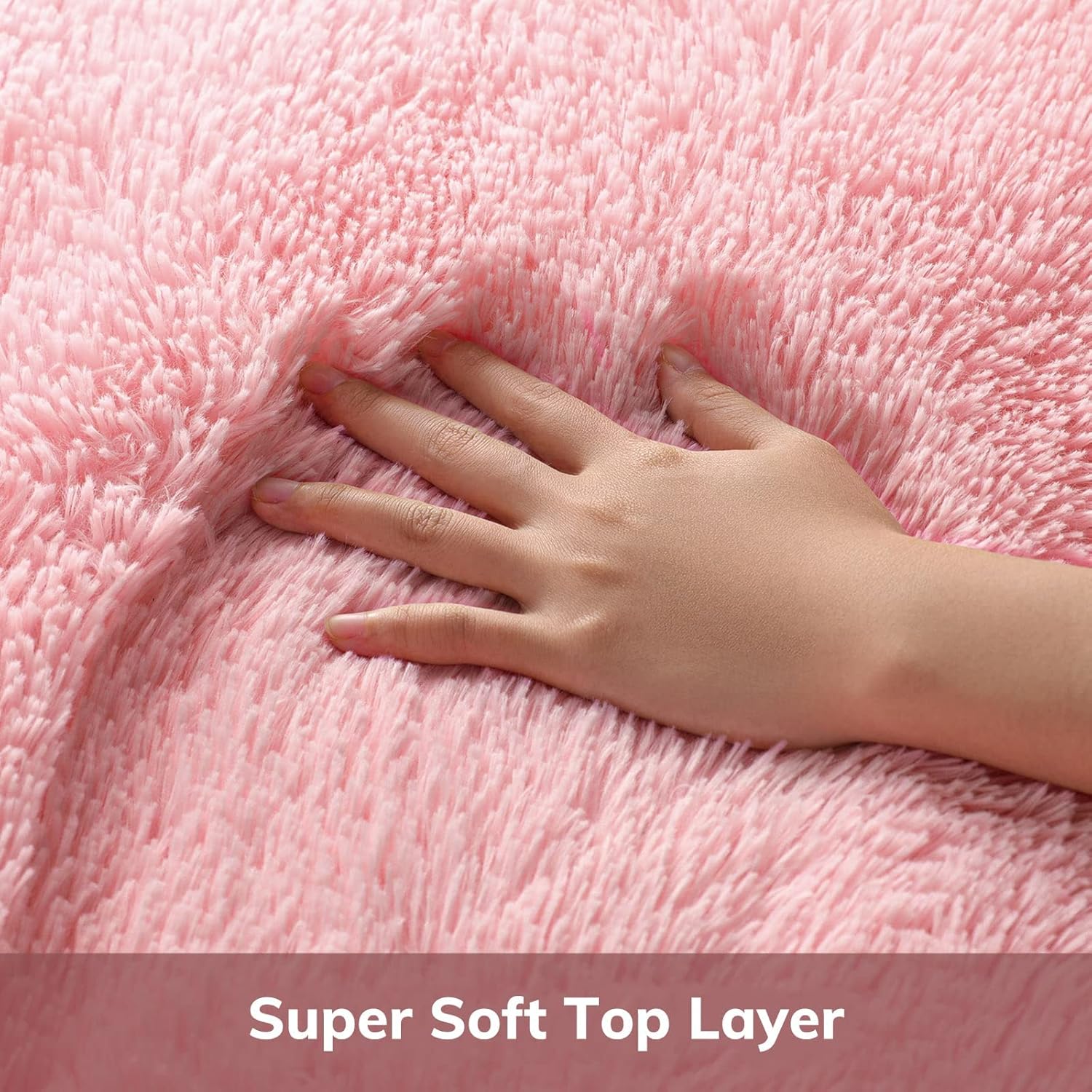 Rug Light Pink Fluffy Shag Area 4x6' - Soft Plush Carpet for Girls' Bedroom, Nursery, Home Decor