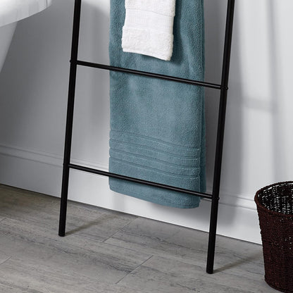 Matte Black Ladder Style Bathroom Linen Tower