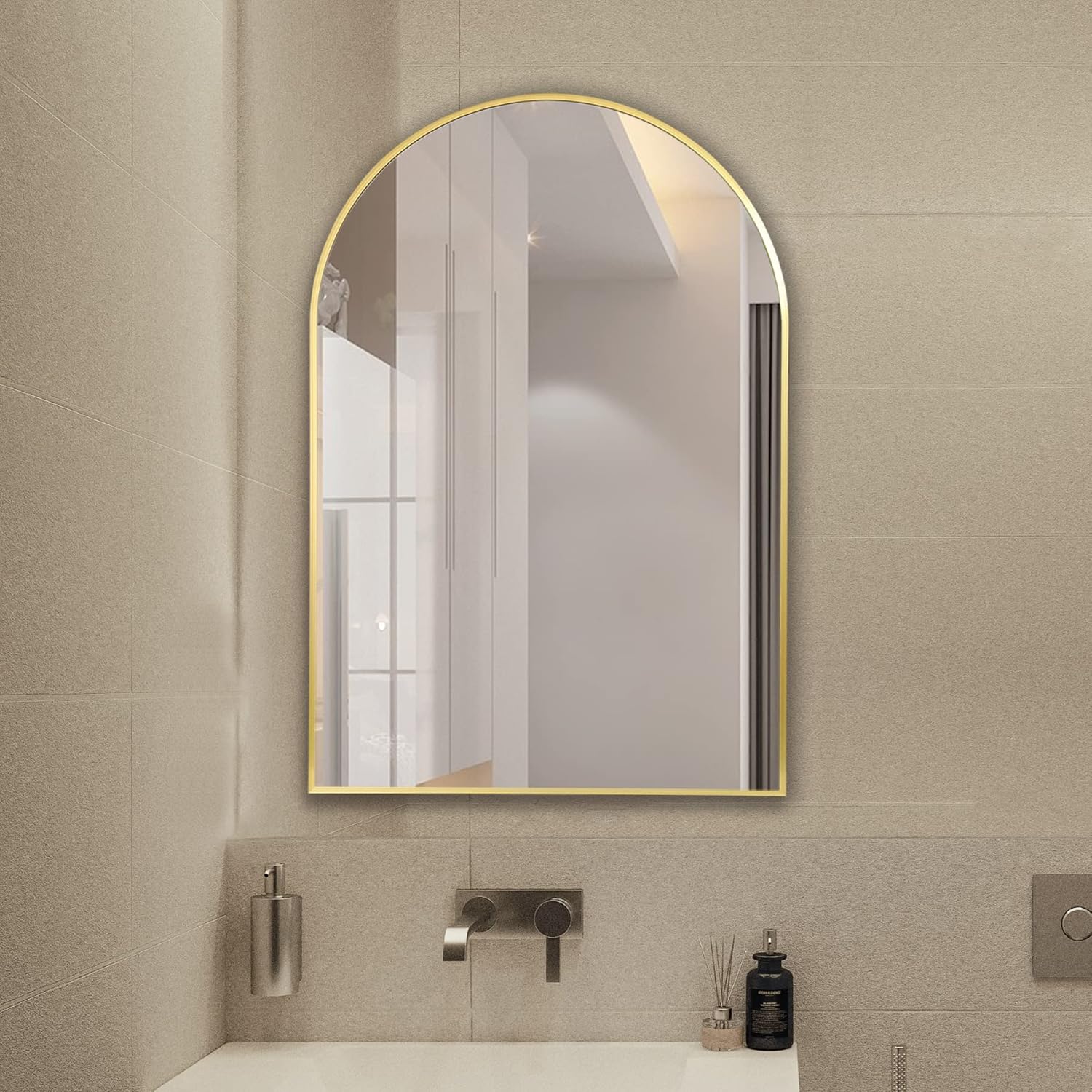 Modern Gold Wall Mirror - 36''x24'' Vanity Mirror with Metal Frame