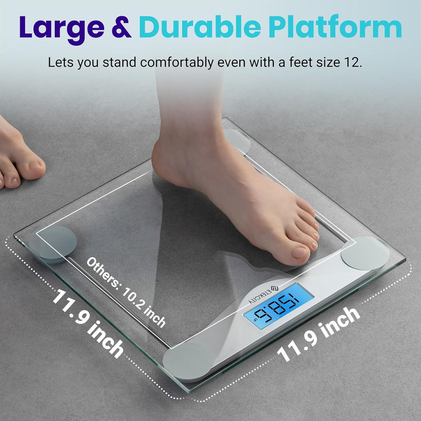 Bathroom Scale for Body Weight, Digital Weighing Machine for People, Accurate & Large LCD Backlight Display, 6Mm Tempered Glass, 400 Lbs