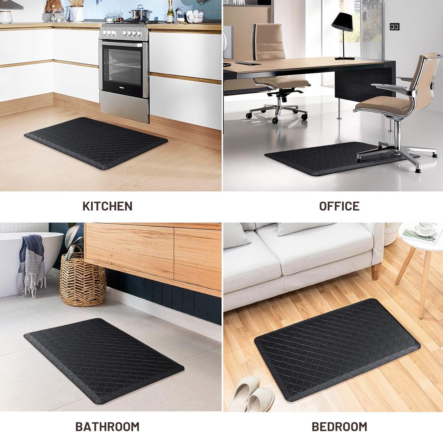 Floor Mat Cushioned Anti-Fatigue ,17.3"X28",Thick Waterproof Non-Slip Mats and Rugs Heavy Duty Ergonomic Comfort Rug for Kitchen,Floor,Office,Sink,Laundry,Black