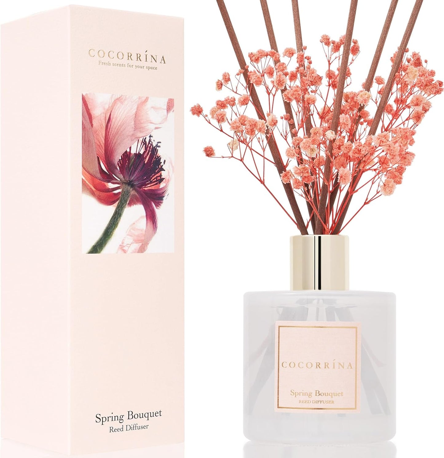 Luxury Oil Diffuser Set with Preserved Flowers – 6.7Oz Fragrance for Bedroom, Bathroom, and Home Decor