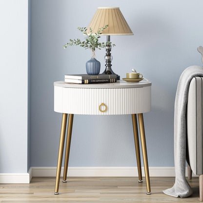 Modern Round Side Tables with Drawer – Stylish and Functional Nightstands for Bedroom, Living Room, and Office