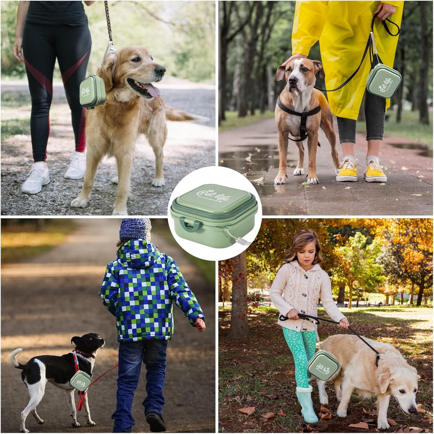 Collapsible Dog Water Bowl, Portable Dog Bowl for Traveling, 2-In-1 Pet Food and Water Feeder - Travel Dog Bowls with Lid for Walking, Traveling, Camping and Hiking