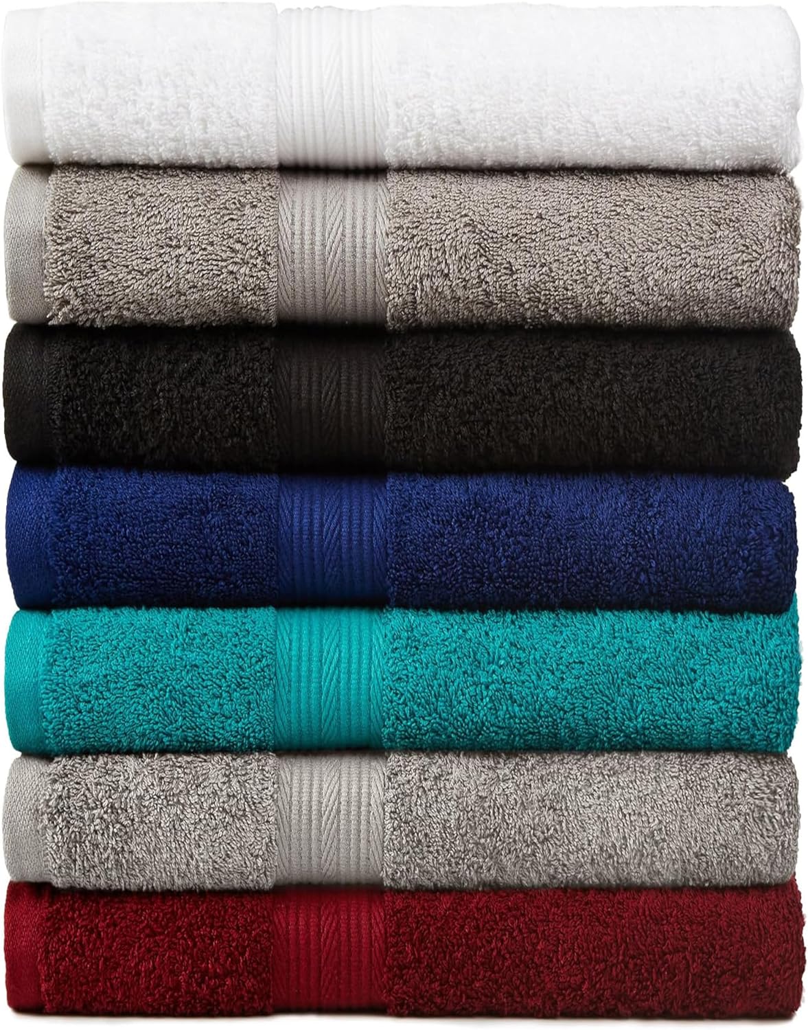 6 Piece Oversized Fade Resistant Towel Set, 100% Cotton Towels for Bathroom, Soft and Absorbent, 2 Bath Towels, 2 Hand Towels and 2 Washcloths Bathroom Towel Set, White