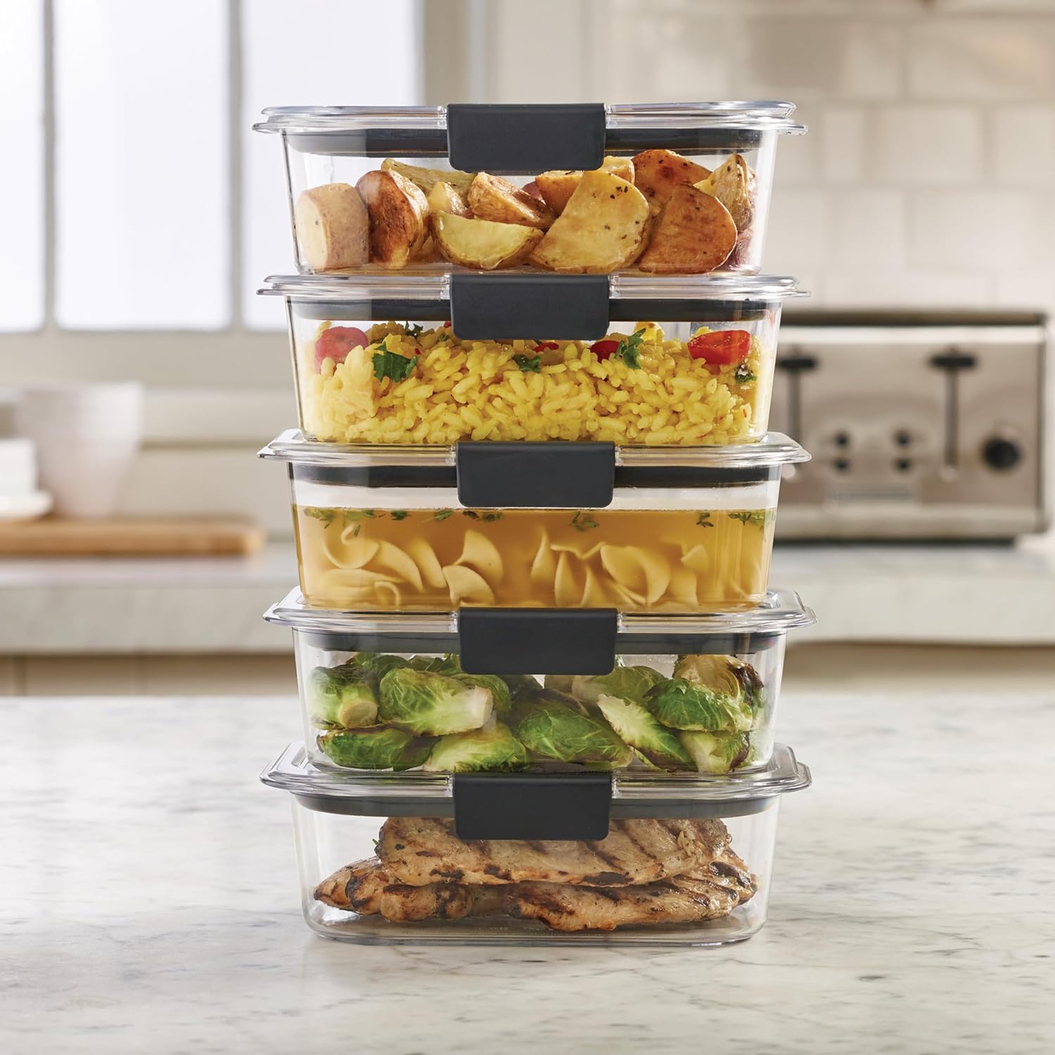 Food Storage Containers, BPA Free, Airtight Lids, Ideal for Lunch, Meal Prep & Leftovers, Set of 5 (3.2 Cup)