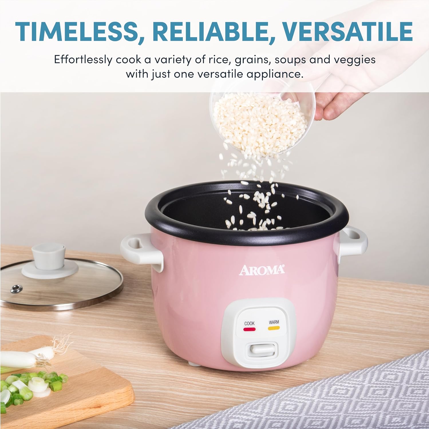 Housewares 4-Cups (Cooked) / 1Qt. Rice & Grain Cooker (ARC-302NGP), Pink