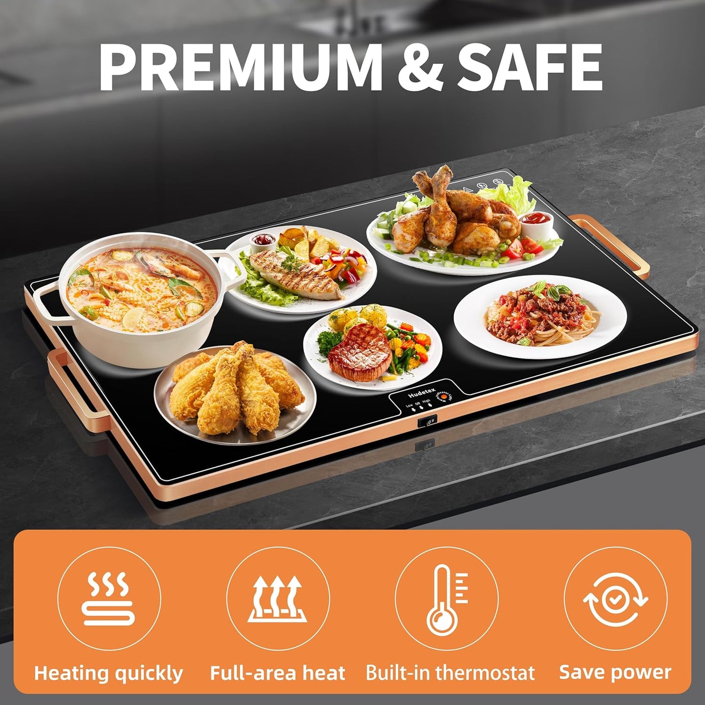 Electric Warming Tray – Large 24"x16" Food Warmer with Thermostat & Dual Temperature Modes for Parties, Buffets & Gatherings