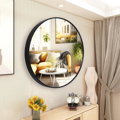 Gold Round Mirror – 19.6-Inch Wall-Mounted Metal Frame Mirror for Modern Home Decor