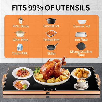 Electric Warming Tray – Large 24"x16" Food Warmer with Thermostat & Dual Temperature Modes for Parties, Buffets & Gatherings