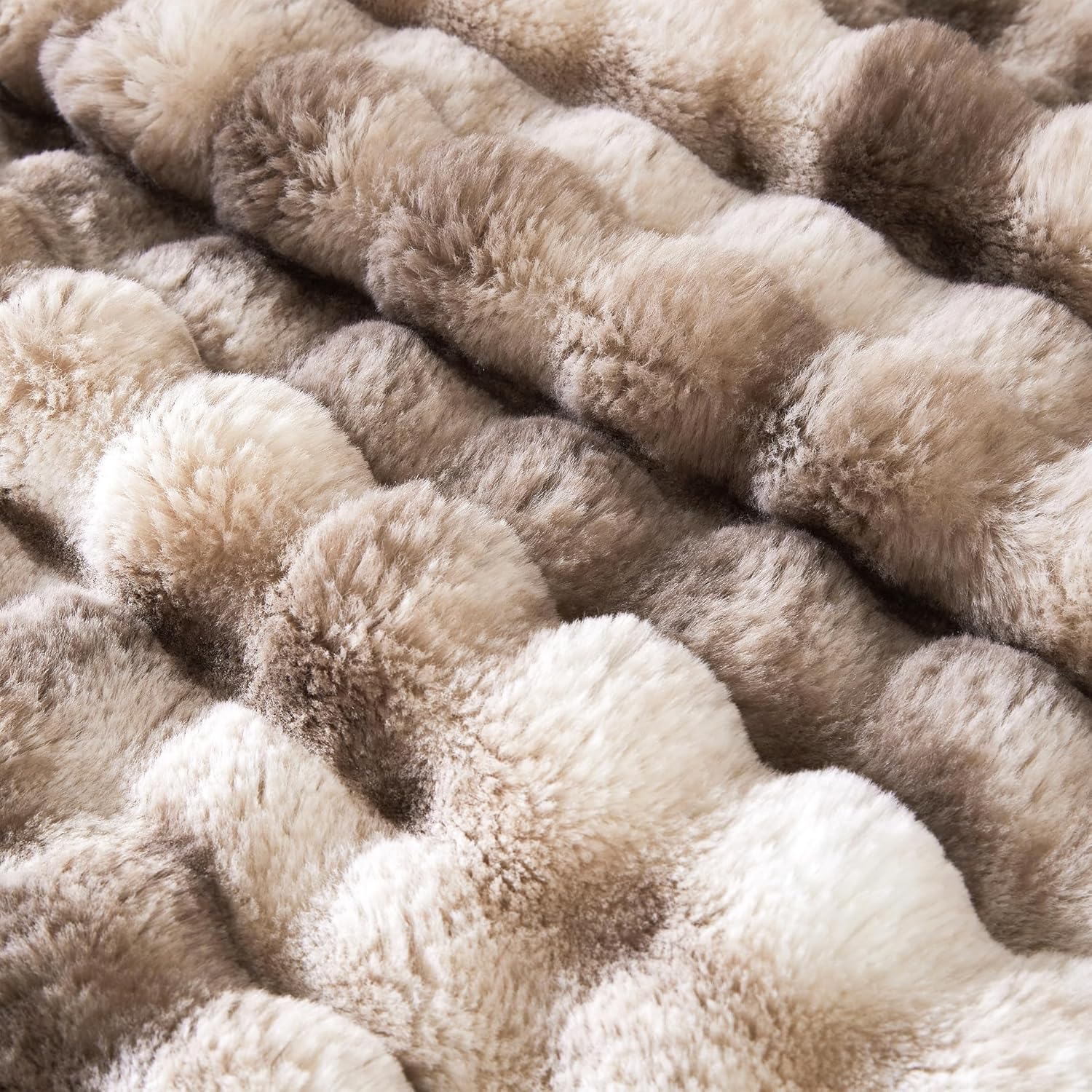 50x60 Inches Ultra-Soft Faux Fur Sherpa Throw Blanket - Cozy, Warm, and Stylish Bubble Brown Tie-Dye