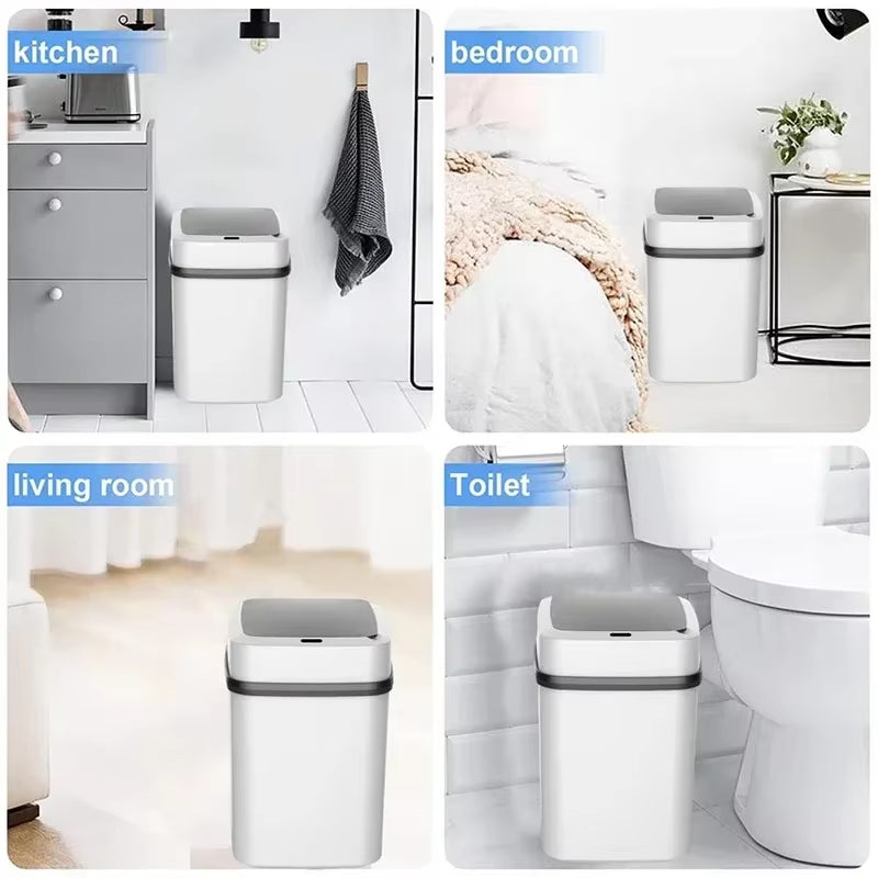 Automatic Sensor Smart Trash Bin 13L - Waterproof Electric Recycling Wastebasket for Bathroom