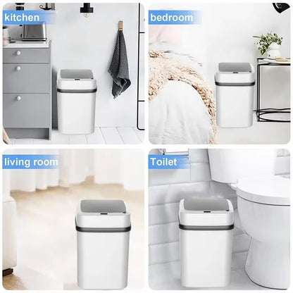 Automatic Sensor Smart Trash Bin 13L - Waterproof Electric Recycling Wastebasket for Bathroom