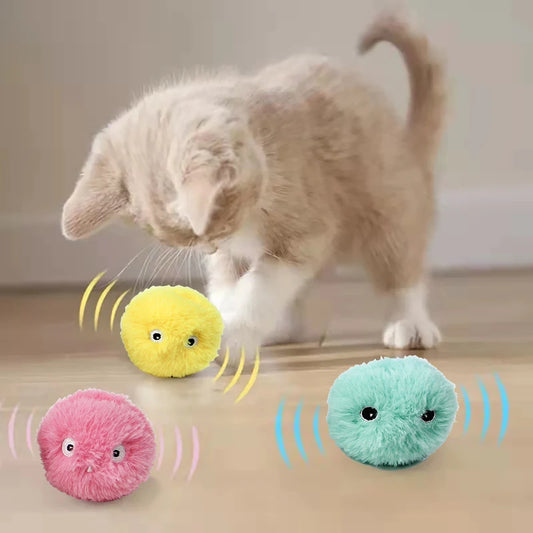 Interactive Smart Cat Toy Ball – Plush Electric Squeak Ball with Catnip for Training & Play