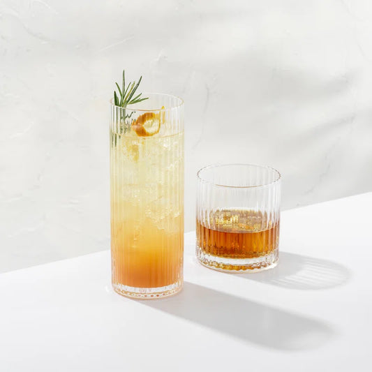 Elle Fluted Highball Glass, Set of 2, 16Oz