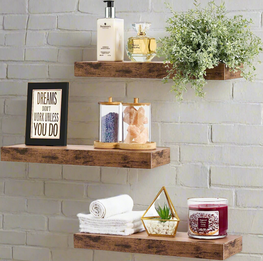 Floating Shelves for Wall Home Décor Living Room (Mahogany, 3 Pack)