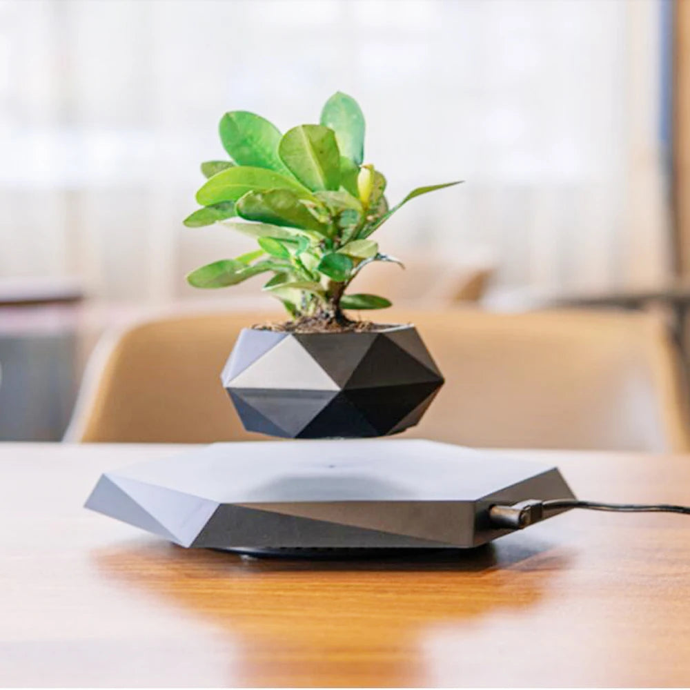 Levitating Air Bonsai Pot – Magnetic Floating Planter with Rotating Design for Home and Office Decor