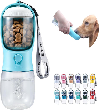 Portable Dog Water Bottle with Food Container – Travel Dispenser & Puppy Essentials for Walking, Hiking & More – Ideal Pet Gift