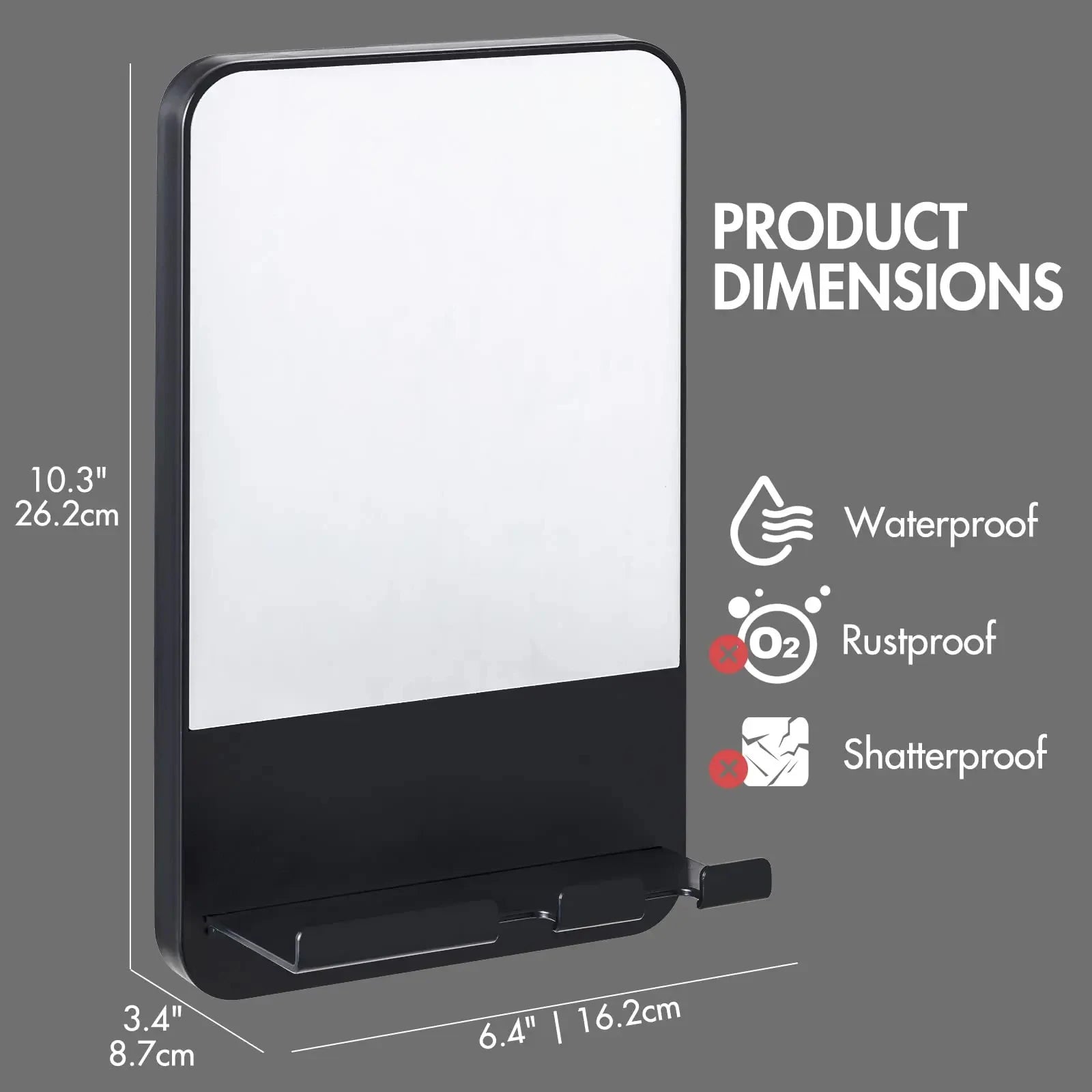 Shower Mirror Fogless for Shaving with Razor Holder, Rust-Proof & Removable Mirror