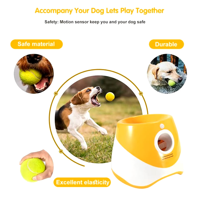 Automatic Dog Ball Launcher - Rechargeable Interactive Toy with 6 Balls