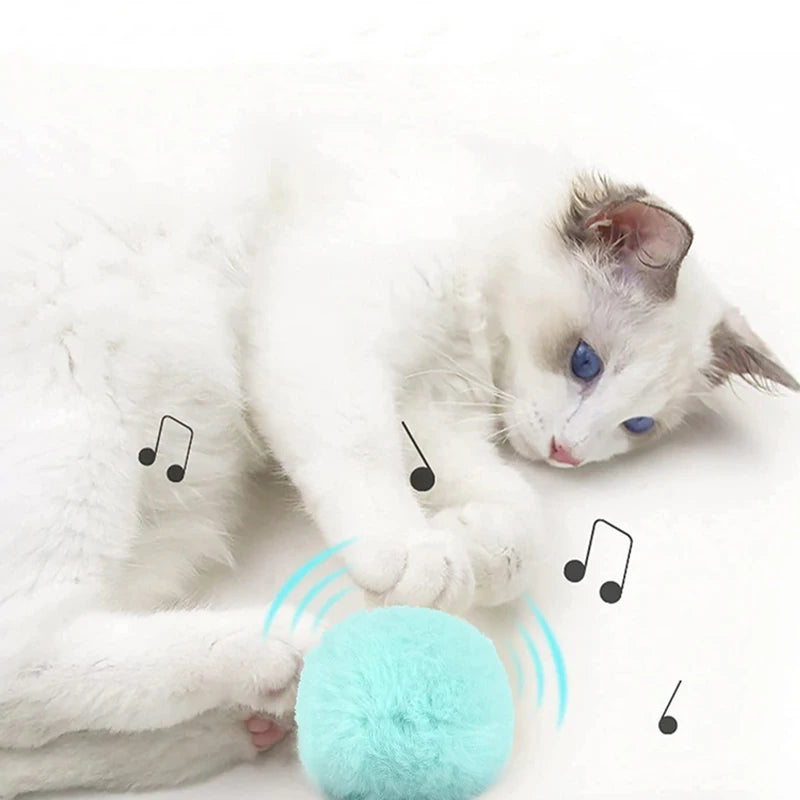 Interactive Smart Cat Toy Ball – Plush Electric Squeak Ball with Catnip for Training & Play