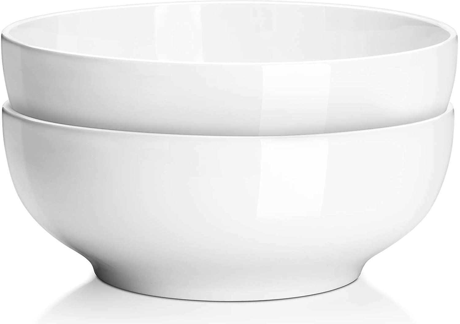 Large 9.5" White Ceramic Serving Bowls for Salads, Fruits, and Side Dishes - Microwave and Dishwasher Safe, Ideal for Entertaining and Kitchen Decor