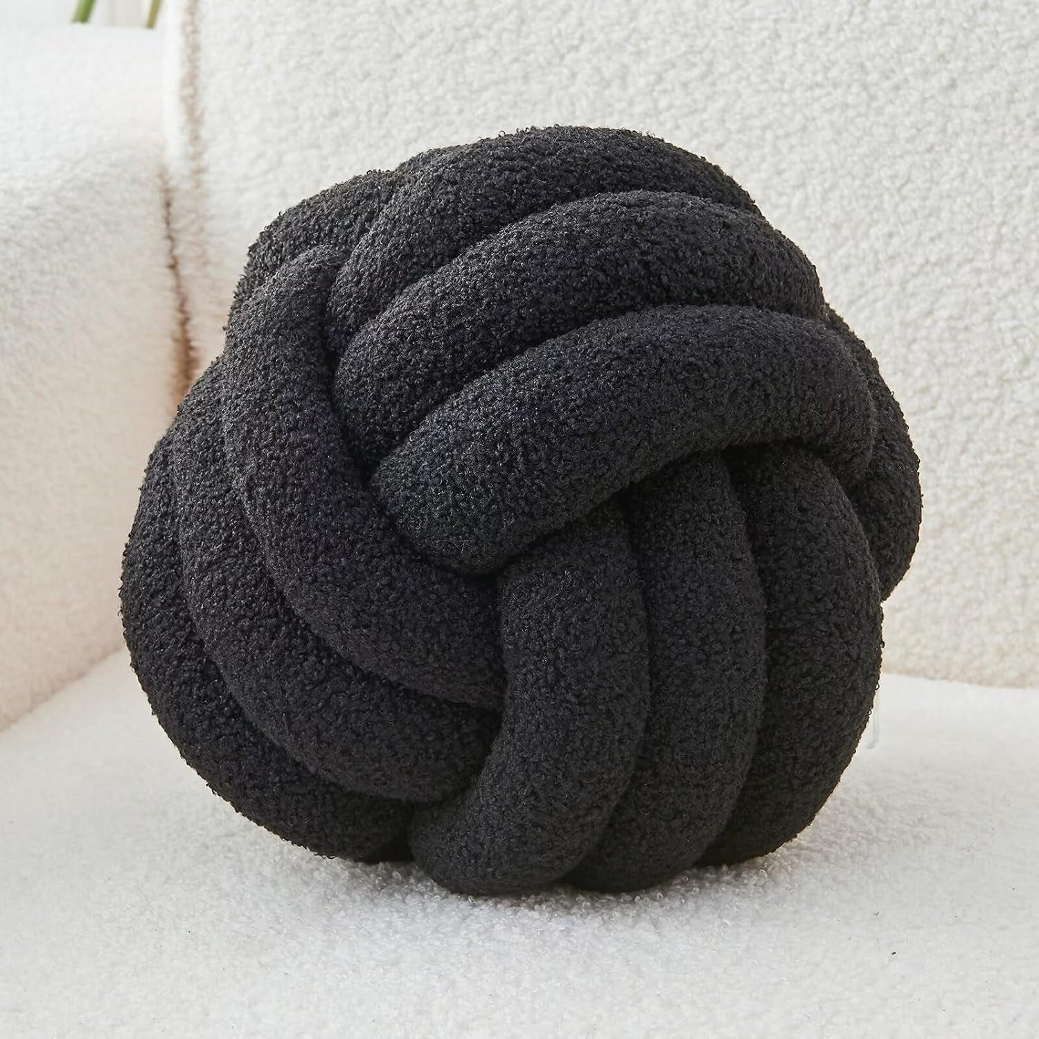 Decorative Knot Pillow – Cozy Lambswool Round Throw Pillow for Sofa, Bed, and Chair Decor