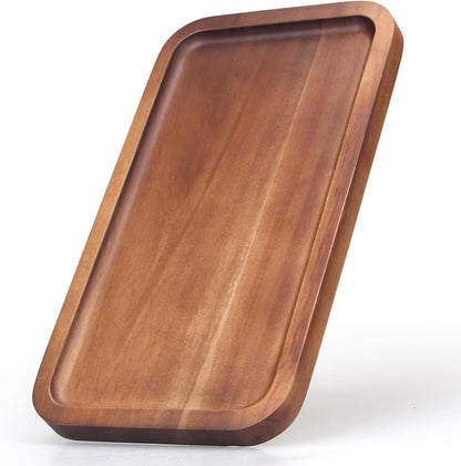 Small Rectangular Acacia Wood Serving Platters – Long Charcuterie Boards for Cheese, Appetizers, and Desserts