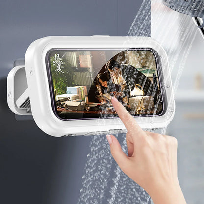 Rotating Waterproof Bathroom Phone Wall Mount Holder, Adjustable Shower Phone Case Stick on Wall Bathroom 