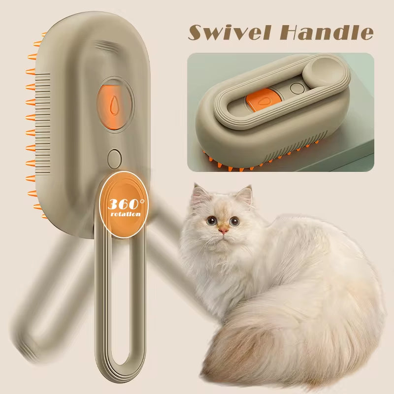 3-in-1 Pet Steam Brush – Cleaning, Hair Removal, and Massage Grooming Tool