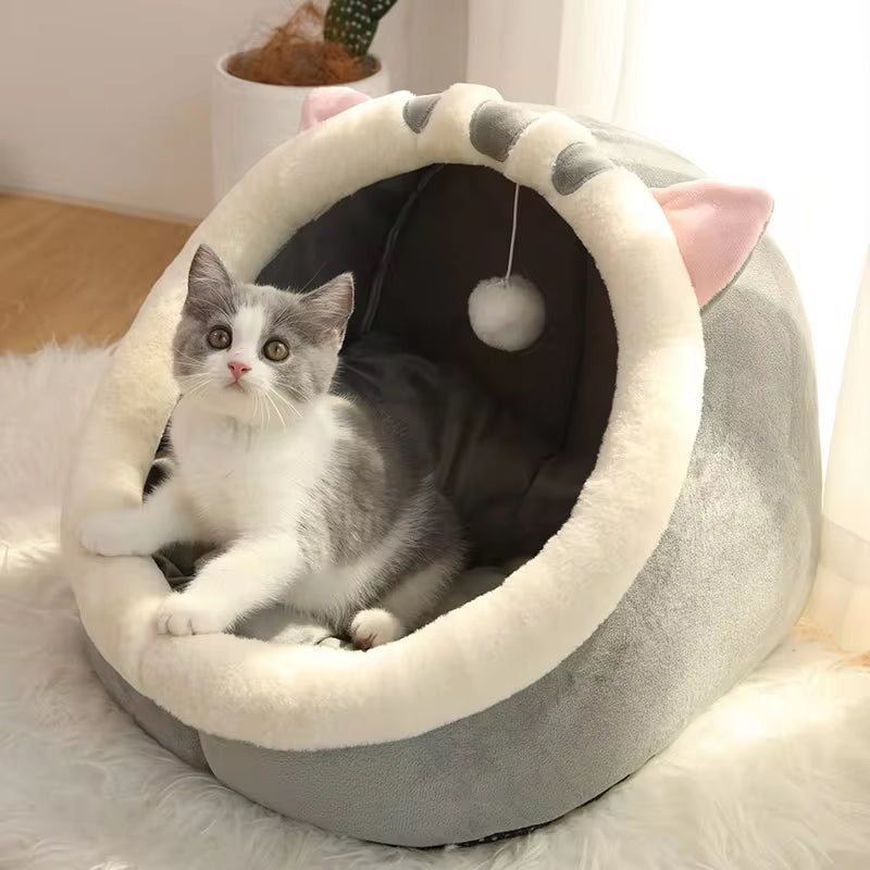 Cozy Pet Tent Cave Bed – Warm, Foldable, and Washable Comfort for Cats & Small Dogs