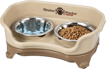 Express Model Mess-Proof Dog Bowls - Small, Cappuccino, Elevated, Non-Spill, Non-Slip - Made in USA